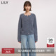 LILY2025冬新款 女 外套短款 含羊毛法式 小香风亮片圆领套头针织开衫