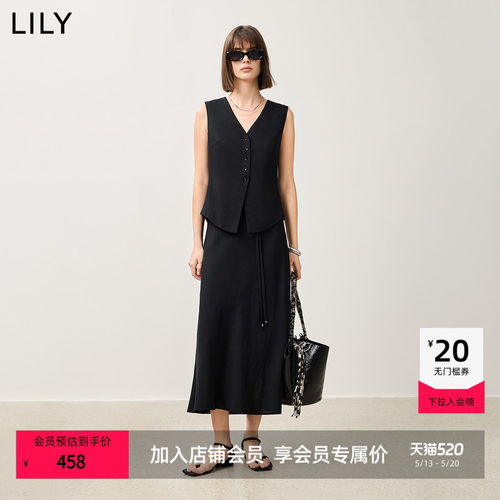 LILY新款时髦简约时光小黑裙