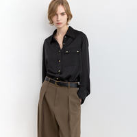 LILY2026 Winter New Women's Wear: Simple lapel light business shoulder casual commuting solid color long-sleeved shirt top thumbnail 6