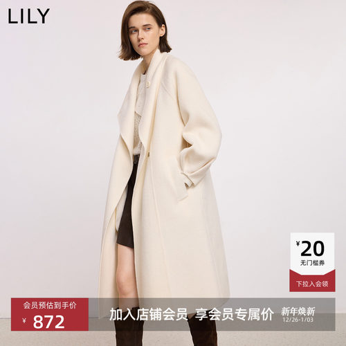 LILY长款简约风高级感毛呢外套