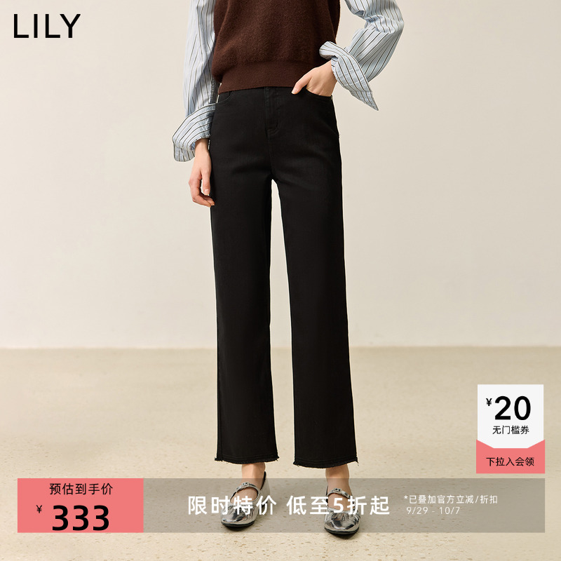 LILY通勤百搭女装直筒九分牛仔裤