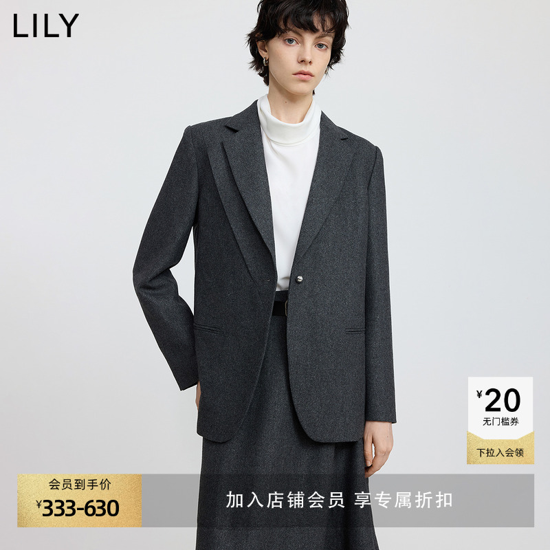 LILY羊毛混纺通勤格雷系加厚西装