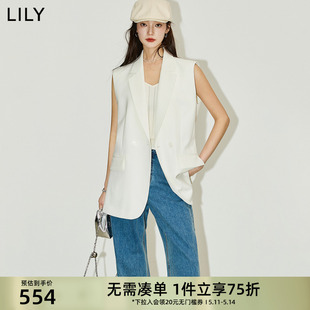 女装 LILY2024夏新款 时髦百搭简约通勤双排扣优雅西装 马夹内搭外套