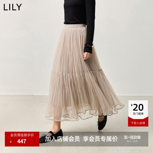 LILY新款蓬松轻盈压褶蛋糕半身裙