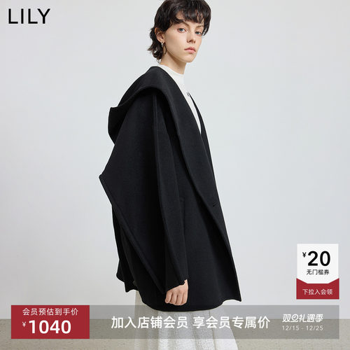 LILY通勤翻领新款浴袍双面呢外套
