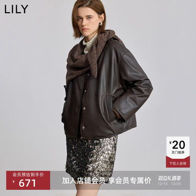 LILY轻量通勤PU休闲短款羽绒服