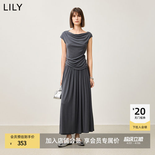 LILY新款时髦简约时光小黑裙