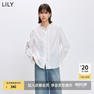宫廷风立领上衣蕾丝衬衣白色长袖 LILY2026春新款 女装 纯棉法式 衬衫