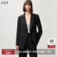 商场同款 LILY2025女装 经典 收腰双排扣职业通勤黑色西装 外套