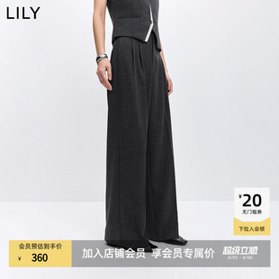 直筒阔腿裤 女 格雷系高腰宽松休闲通勤弹力灰色西裤 LILY2026春新款