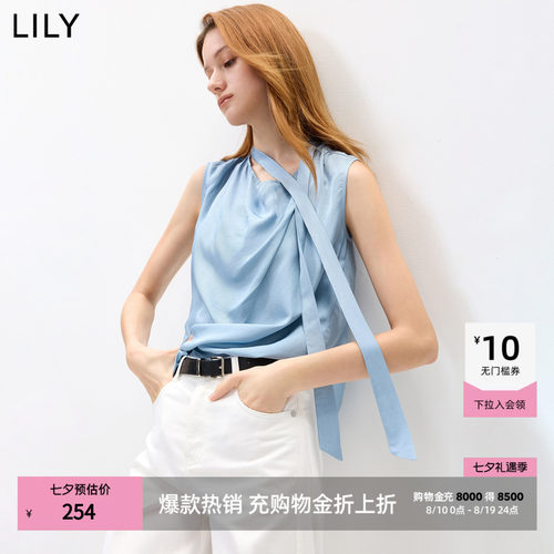 LILY短款通勤无袖醋酸新款套头衫