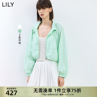 LILY2024夏新款 UPF50 防晒服 女通勤休闲设计感抽绳宽松短外套