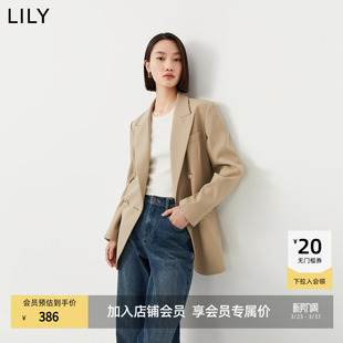 绵羊毛复古双排扣系带小西装 女装 LILY新款 外套 商场同款