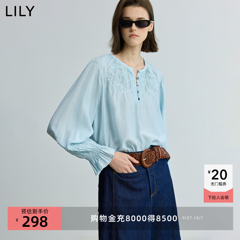 LILY绵羊毛设计感菱格套头衫