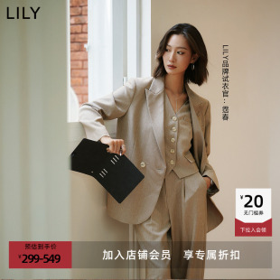 休闲廓形高级感西装 气质卡其色通勤套装 外套 女装 LILY2025秋新款