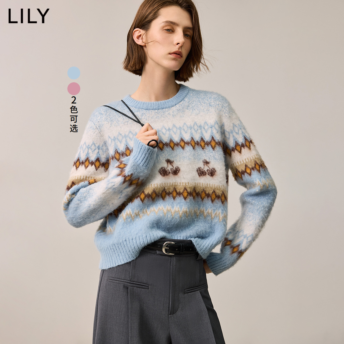 【费尔岛系列】LILY2024秋装新款女装复古宽松休闲通勤针织衫毛衣