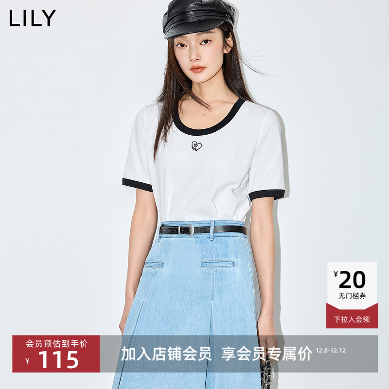 LILY索罗娜百搭撞色简约新款T恤