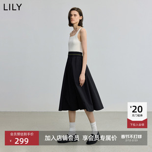 【商场同款】LILY2025新款女装极简风修身收腰休闲A字裙连衣裙