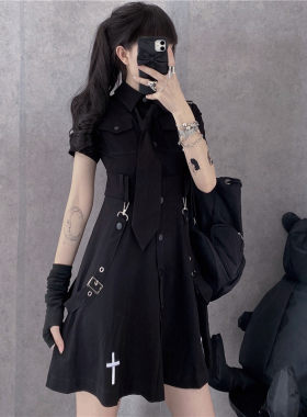 夏装连衣裙胖mm暗黑系女装改良jk