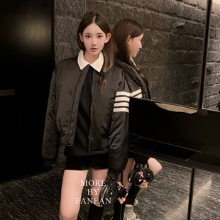 韩版撞色棒球棉服女冬季小个子学院风休闲短款加厚保暖棉衣外套女