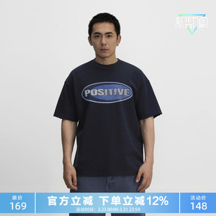 标语印花宽松复古潮流短袖 TOPTIER BRO成衣酵洗260g纯棉T恤男夏季