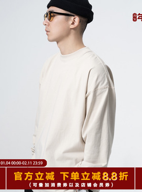 TOPTIER BRO 22SS 定制280g新疆长绒棉小领口长袖T恤男基础打底衫