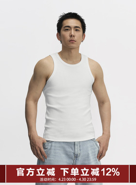 TOPTIER BRO 310g弹力螺纹修身背心男士夏季运动健身无袖打底T恤