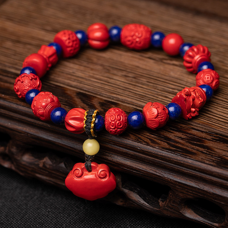 普宁旗舰店高含量原矿朱砂多宝手串