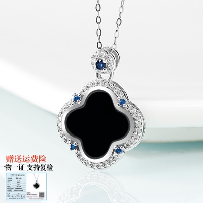 天然a货墨翠玉石纯银吊坠项链女