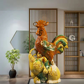 陶瓷鸡摆件打鸣公鸡大吉大利工艺品工艺品生肖公母鸡乔迁搬家礼物