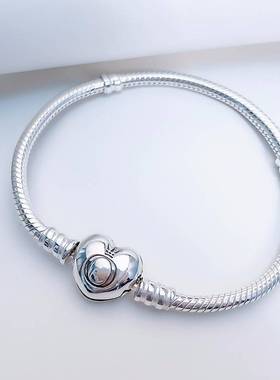 心形玫瑰金色蛇骨手链