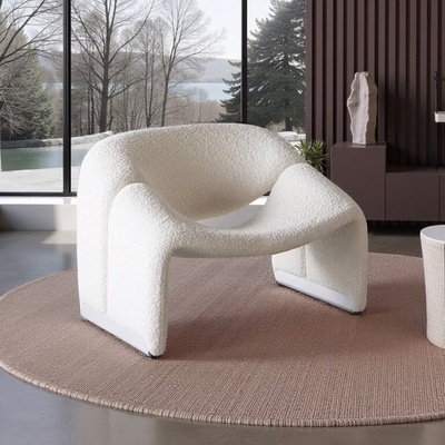 北欧轻奢简约休闲椅现代创意网红椅子复古设计师羊羔绒单人沙发椅