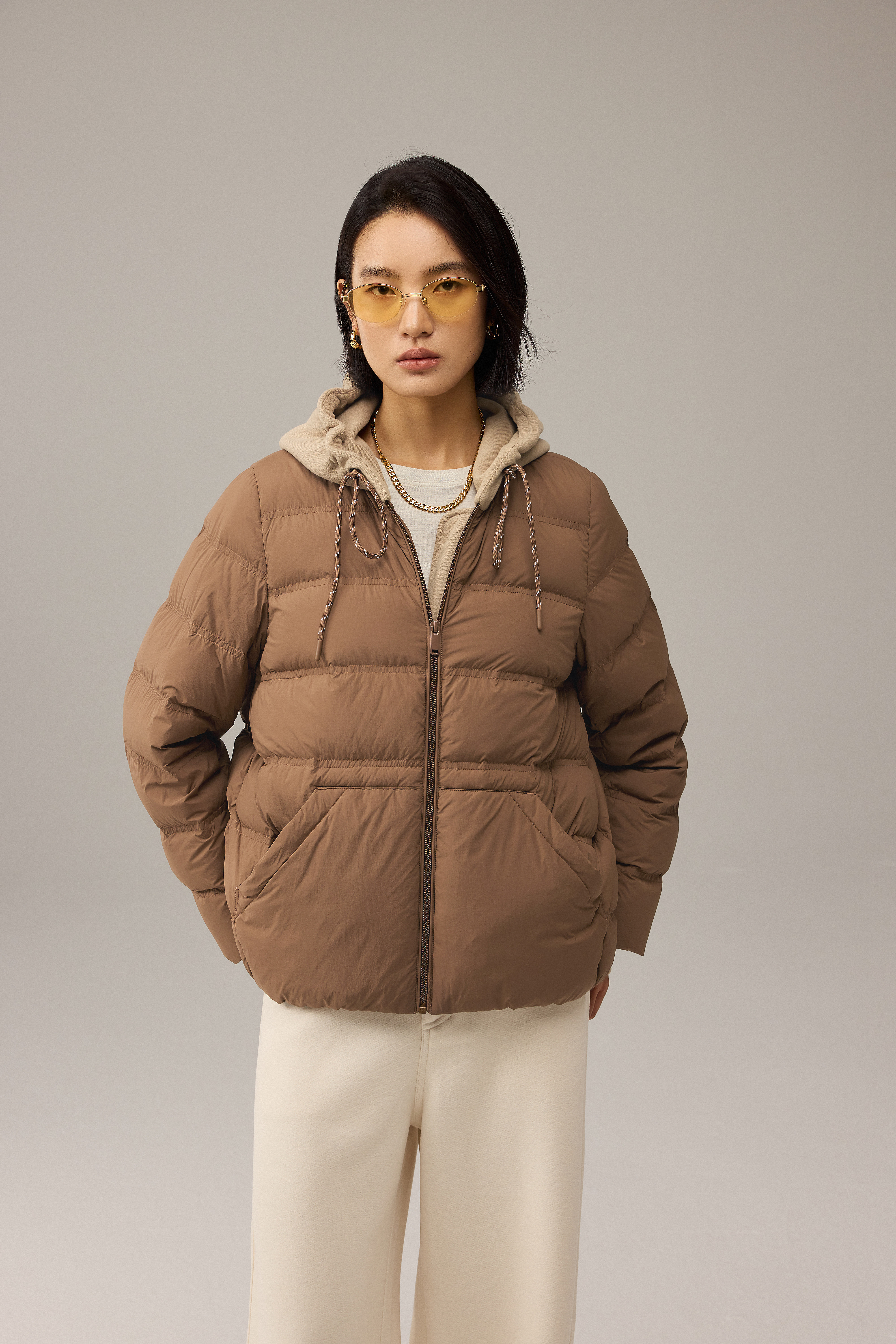 潮牌商场同款轻薄时尚百搭保暖外套经典连帽羽绒服冬季面包服