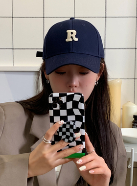 日本RX字母R鸭舌日系休闲帽子女硬顶百搭潮人街头显脸小棒球帽
