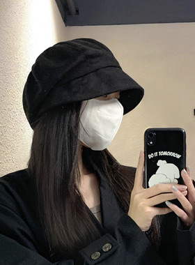 日本RX麂皮绒堆堆帽不规则八角帽显脸小大头围鸭舌帽贝雷渔夫帽潮