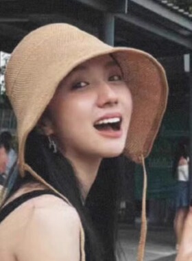 日本RX春夏绑带日系透气棉麻渔夫帽子女防晒遮阳大檐可折叠盆帽