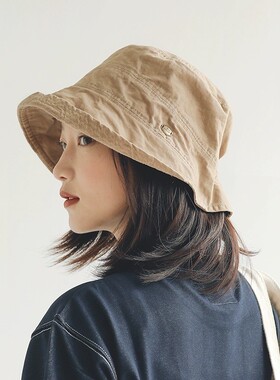 日本RX高品质日系UV防晒渔夫帽子女夏大头围可折叠百搭休闲遮阳帽