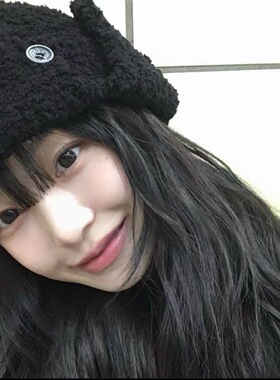 日本RX黑色针织护耳帽女秋冬ins chic保暖百搭毛线帽可爱小众帽子