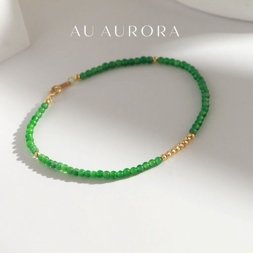 AU高定天然翡翠阳绿手链