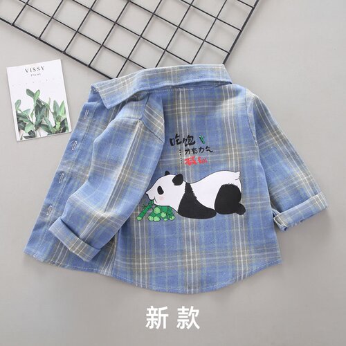新款男童长袖格子衬衫