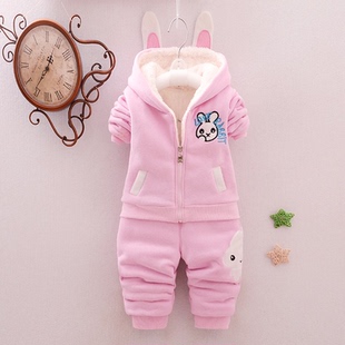 4岁小童运动男宝两件套拉链外套 2024儿童加绒0 2女童秋冬套装 新款