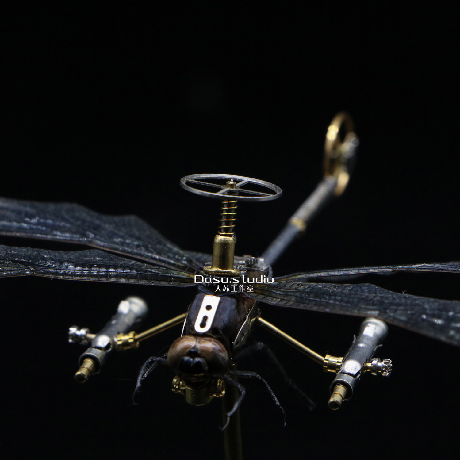 【阿帕奇】蒸汽朋克昆虫标本机械改造蜻蜓武装直升机复古摆件收藏