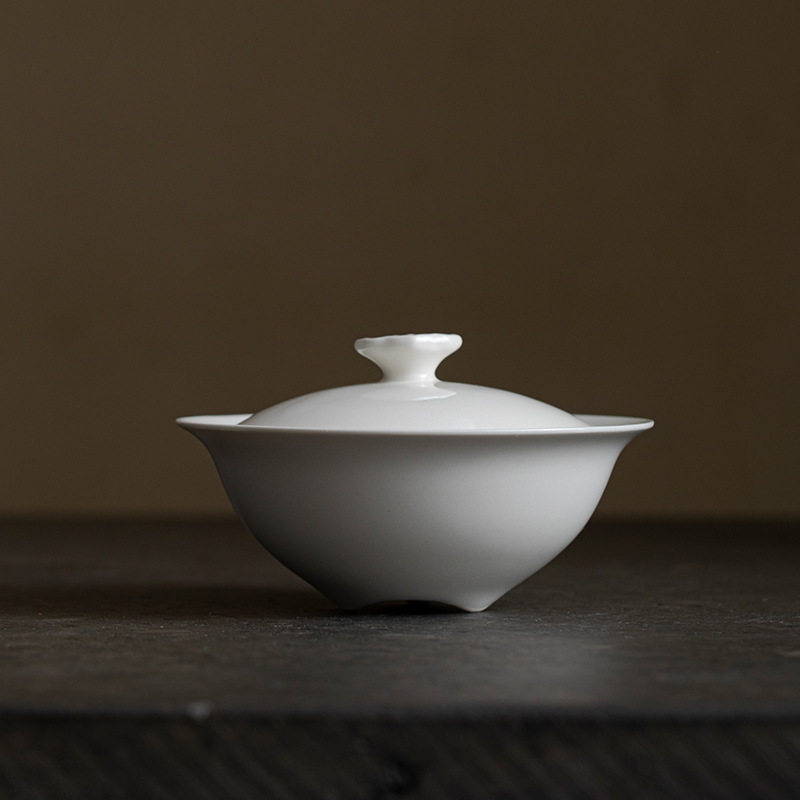 纯手工盖碗中式家用泡茶碗茶杯简约现代草木灰功夫茶具不烫手便携