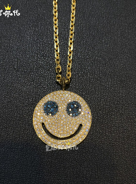 EYEFUNNY超大号镶钻笑脸链条项链