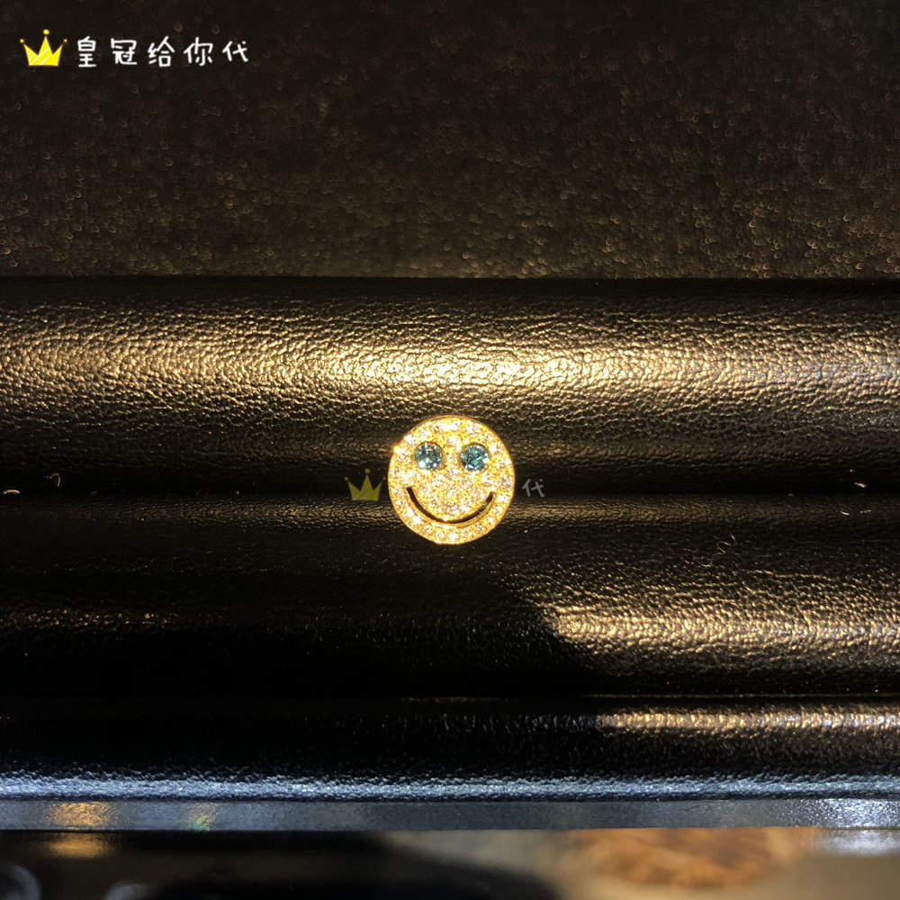 日本代购直邮 EYEFUNNY 经典限量18K黄金钻石蓝眼睛笑脸耳钉耳饰