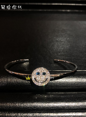 EYEFUNNY白金钻石蓝眼睛细款手镯