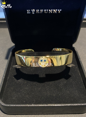 EYEFUNNY黄金蓝眼睛开口手镯