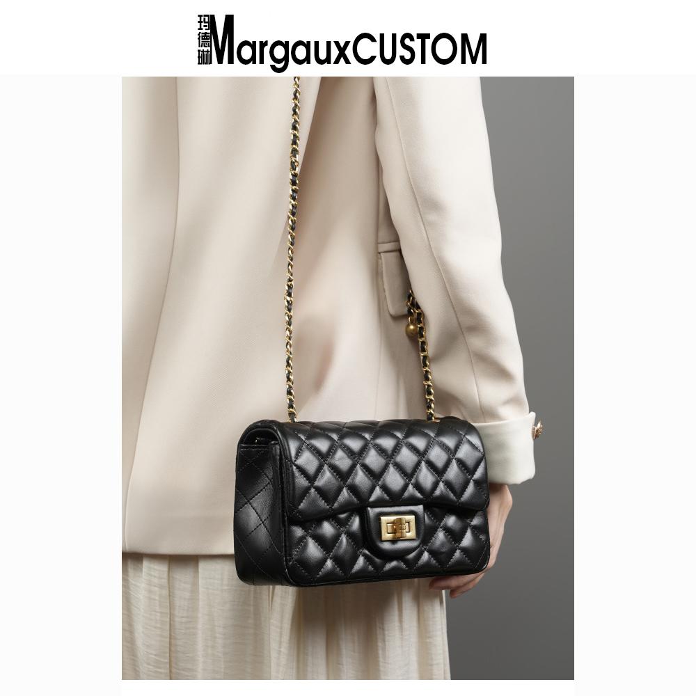 菱格小香风cf羊皮斜挎包2024新款