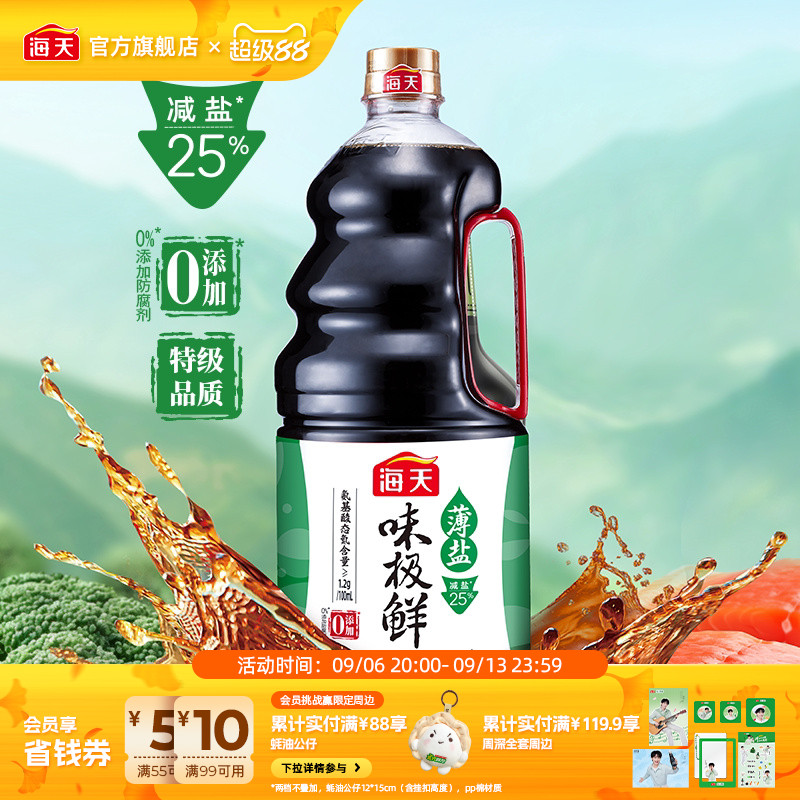 海天薄盐味极鲜1.9L调味酱油图片