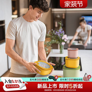 利快进口玻璃饭盒可微波炉加热便当盒上班带饭餐碗保鲜储物盒子